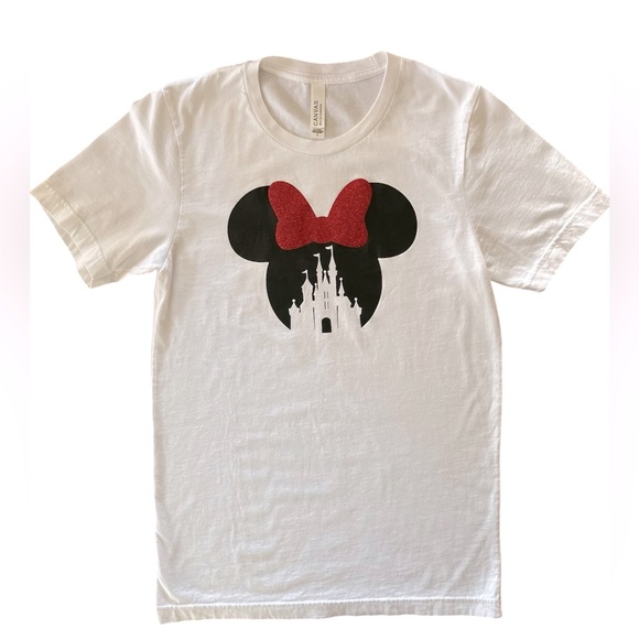 CANVAS BELLA+CANVAS Women’s Minnie Mouse/Disney Castle White T-Shirt Size Small - Picture 1 of 4